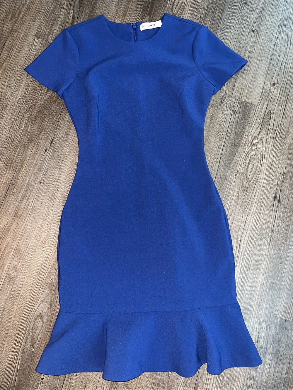 LIKELY Short Sleeve Ruffle-Hem Mini Dress